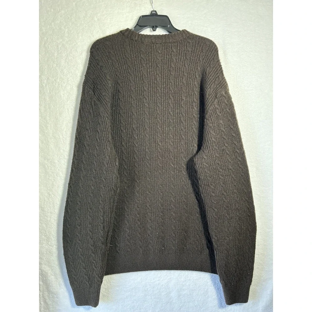 Adidas Mens Size 2XL Brown Long Sleeve Novelty Cable Knit Sweater